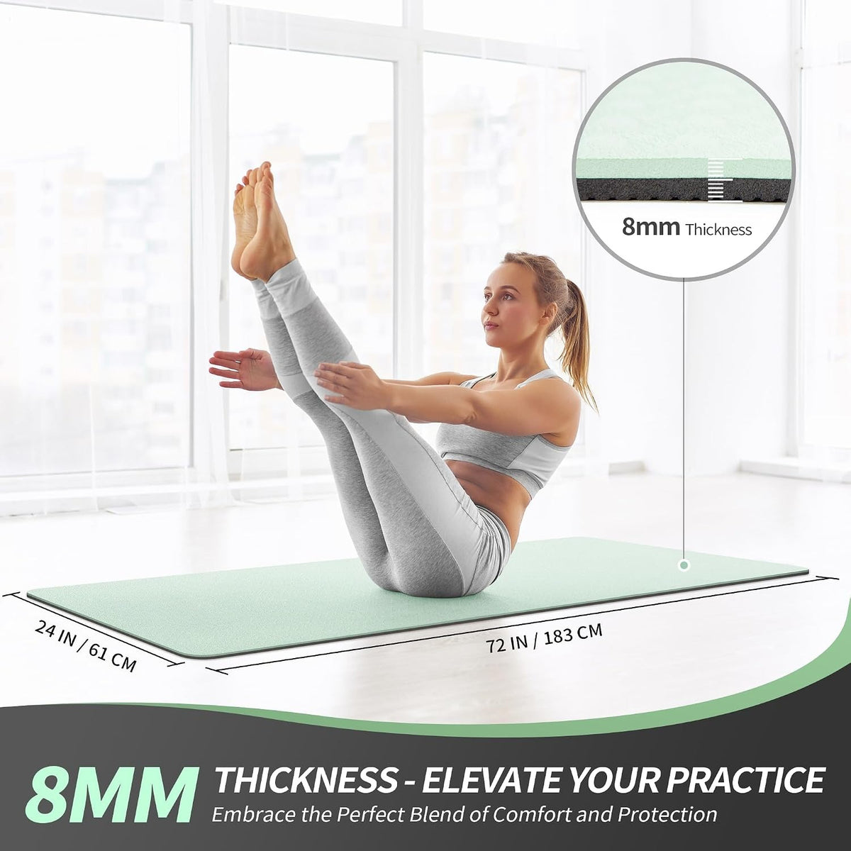 Extra Thick TPE Yoga Mat with Strap