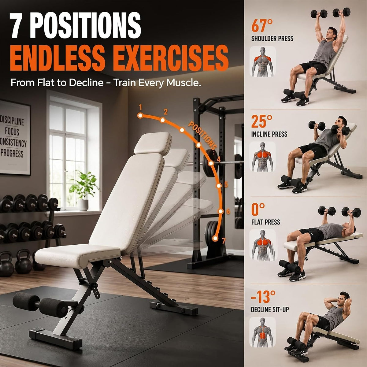 Foldable Adjustable Weight Bench