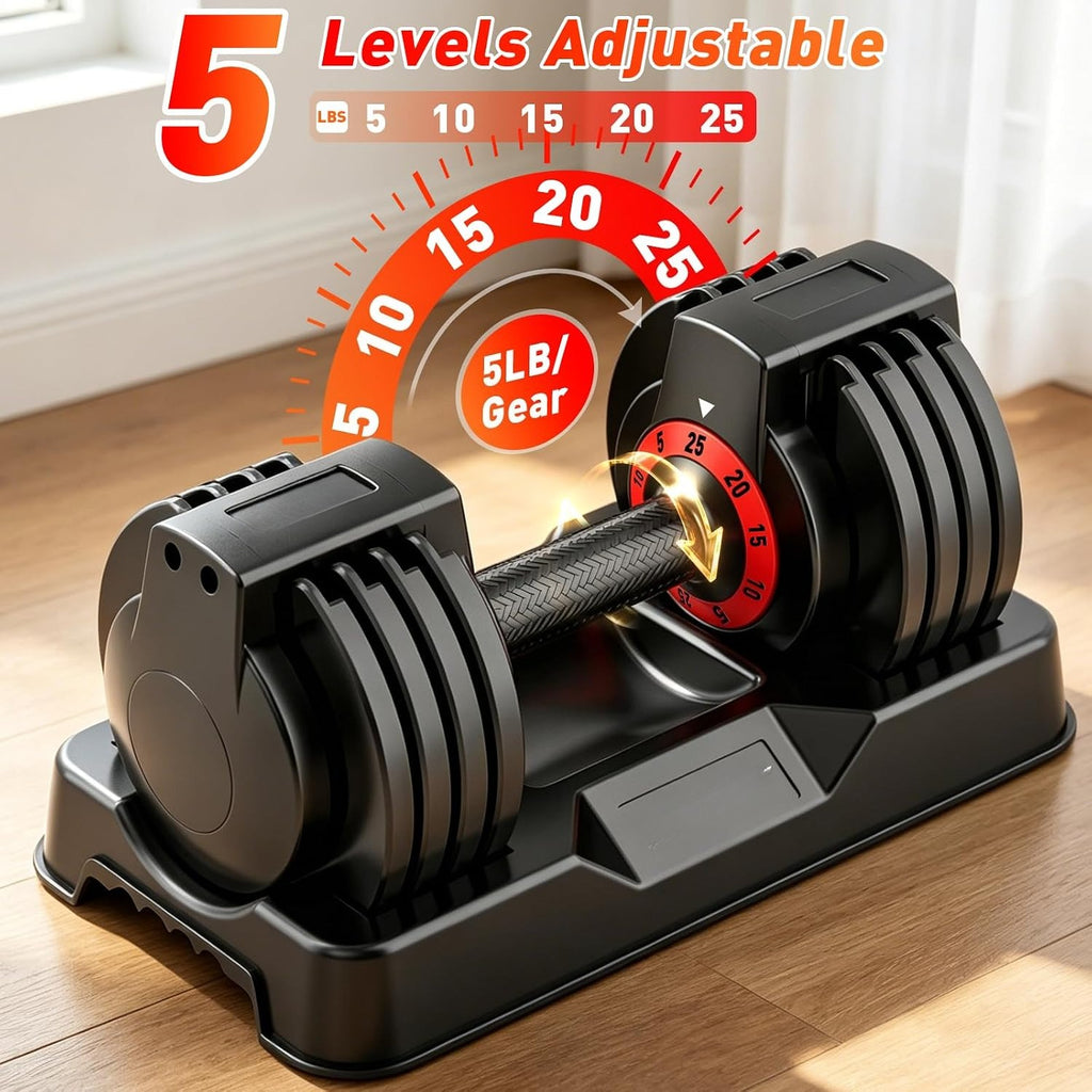 25/50LB 5-in-1 Adjustable Dumbbell Set of 2