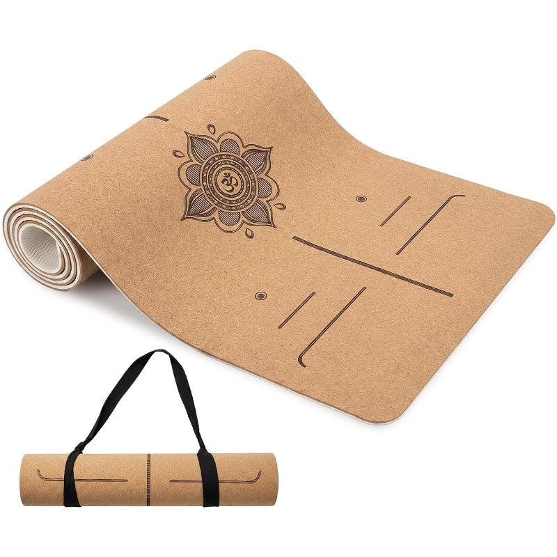 6mm Cork TPE Non-Slip Yoga Mat 72x24"