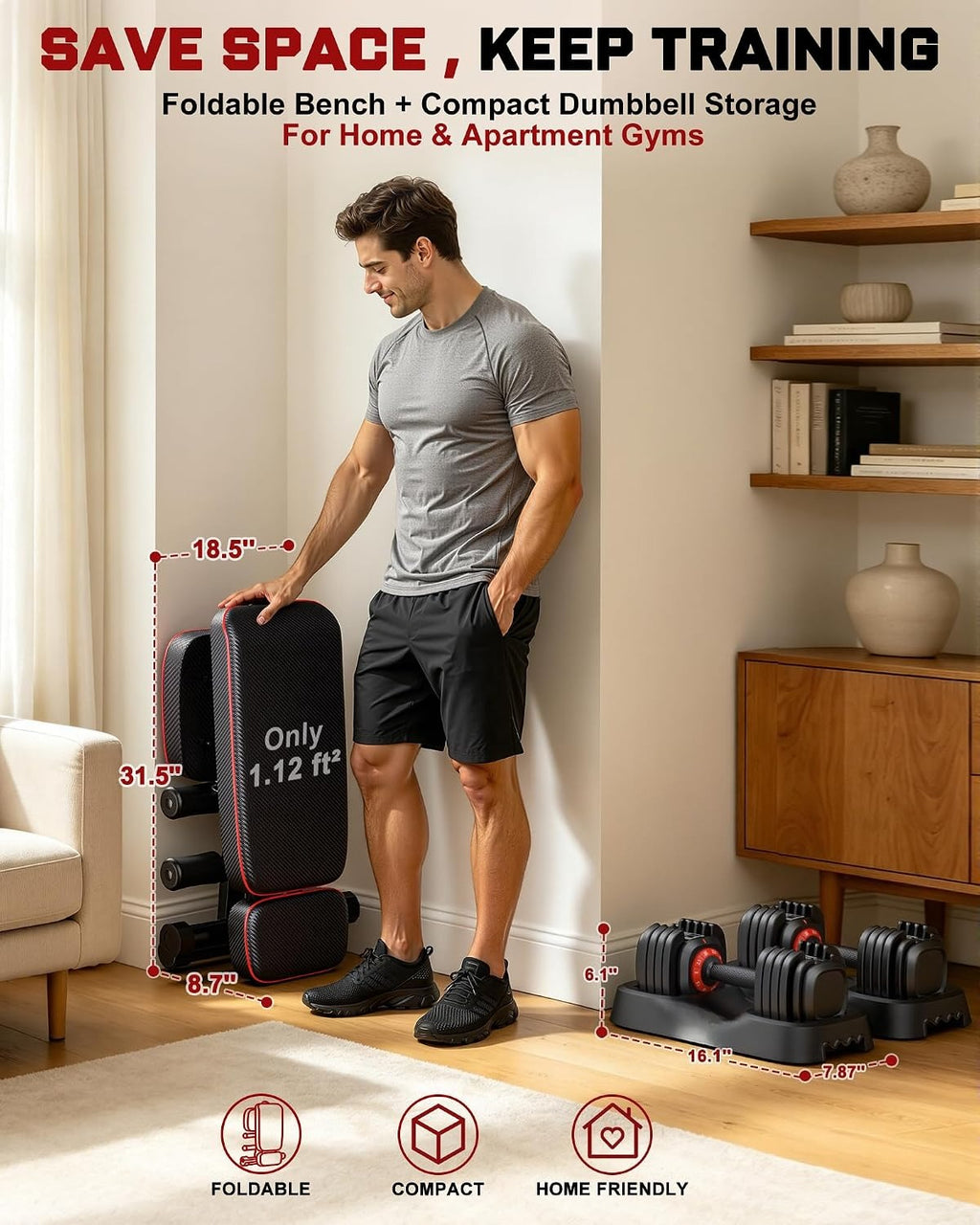 Adjustable Dumbbell Set with Bench