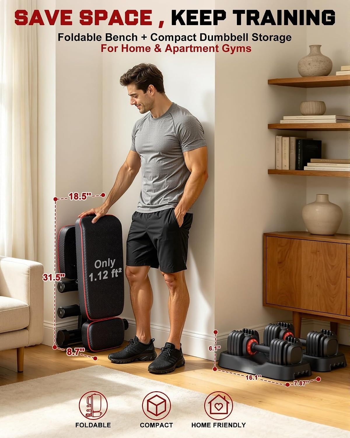 Adjustable Dumbbell Set with Bench