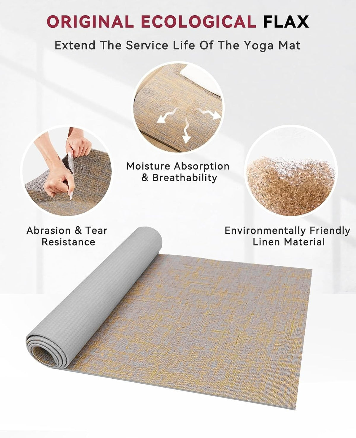 Large Linen Yoga Mat with Carry Bag