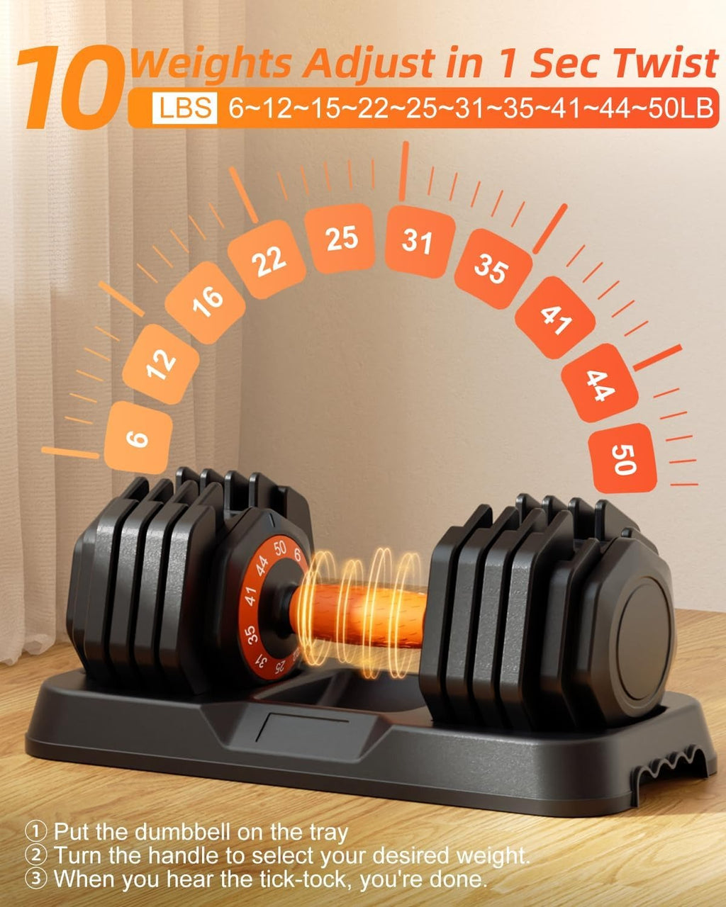 25/50LB 10-in-1 Adjustable Dumbbell Set