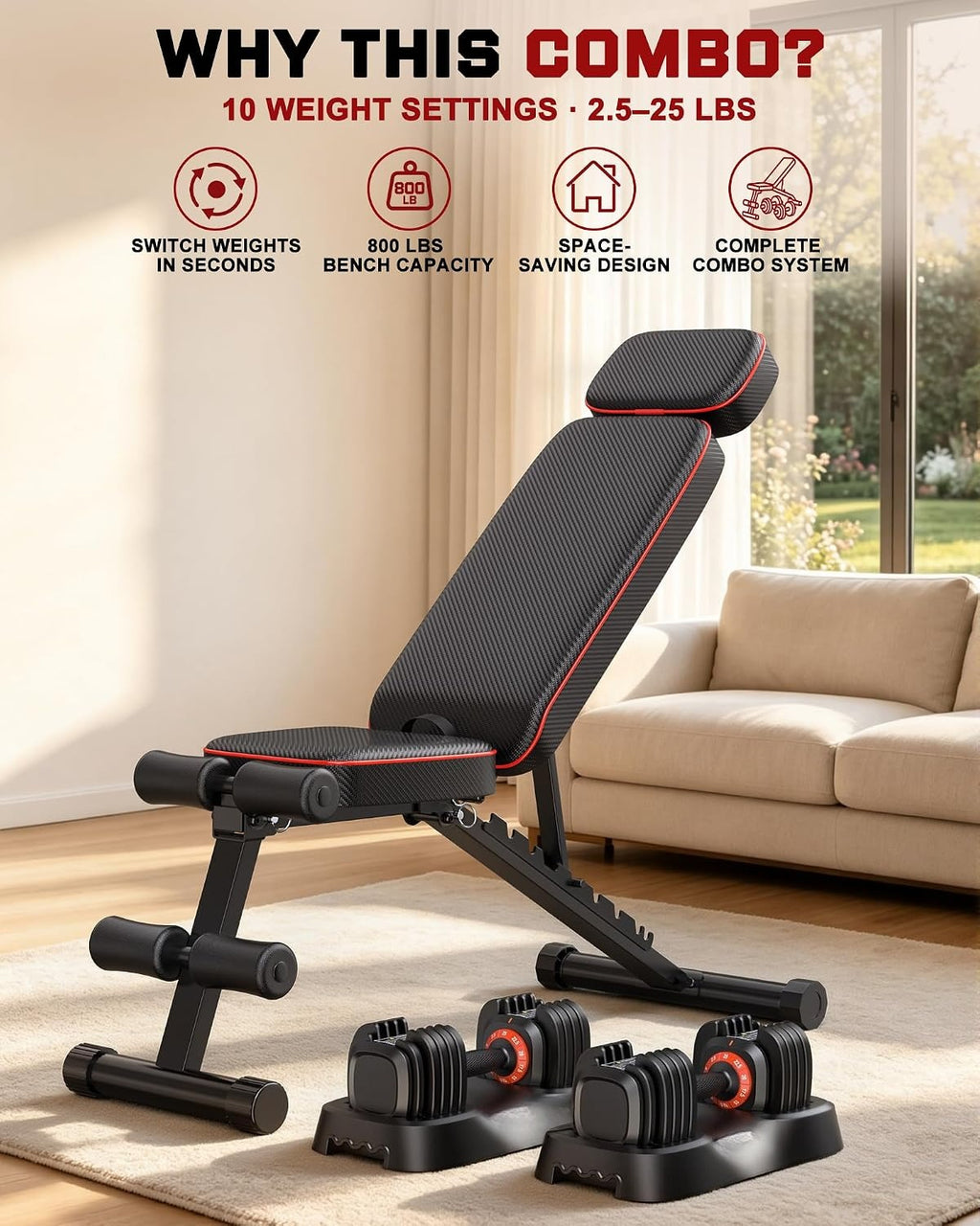 Adjustable Dumbbell Set with Bench