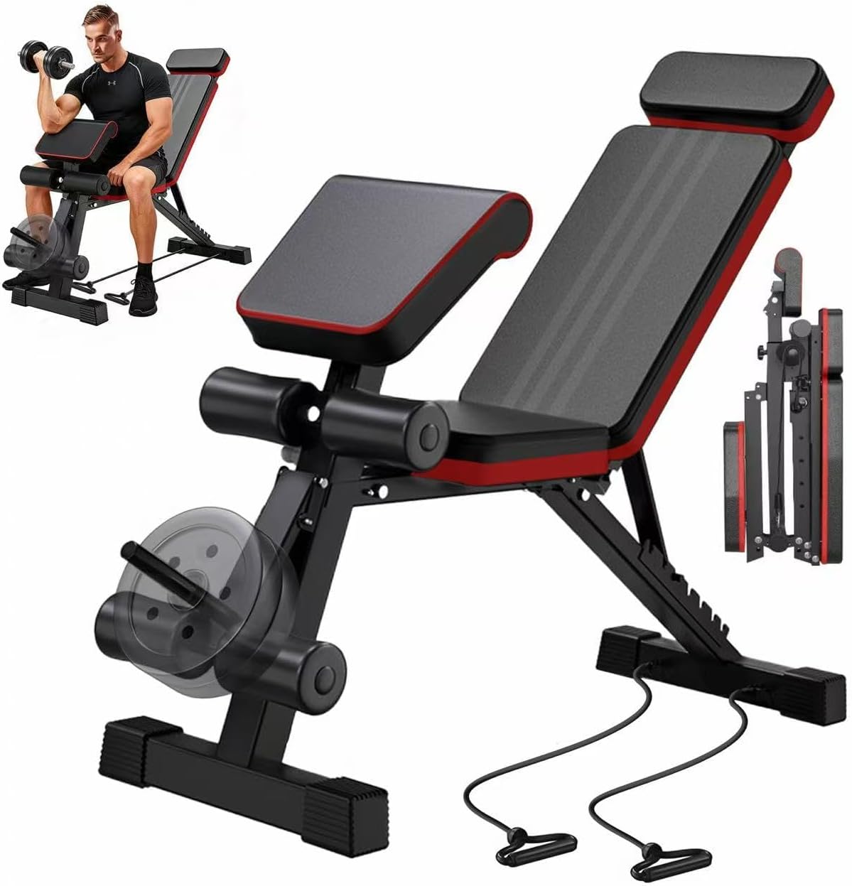 770LBS Foldable Adjustable Weight Bench with Leg Extension