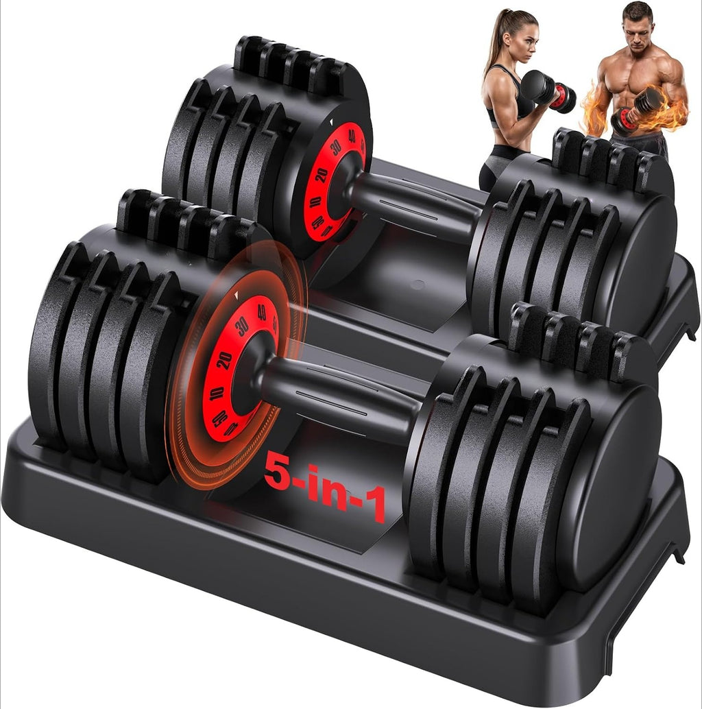 50/100LB Adjustable Dumbbell Set of 2 with Storage Box