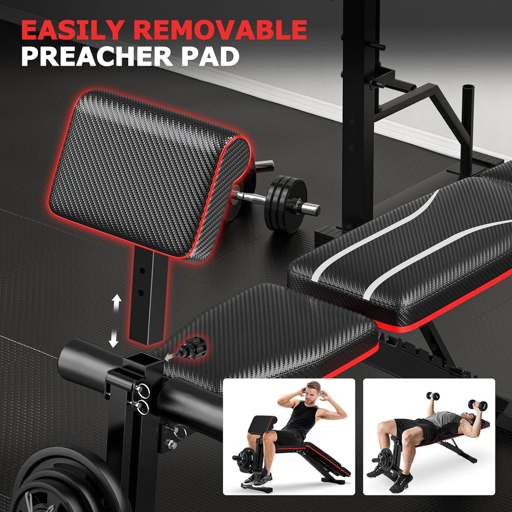Foldable Bench with Leg Extension Preacher Pad