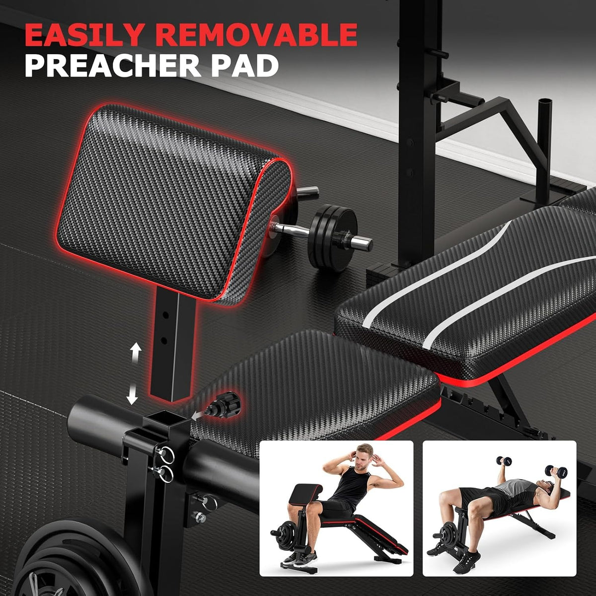Foldable Bench with Leg Extension Preacher Pad