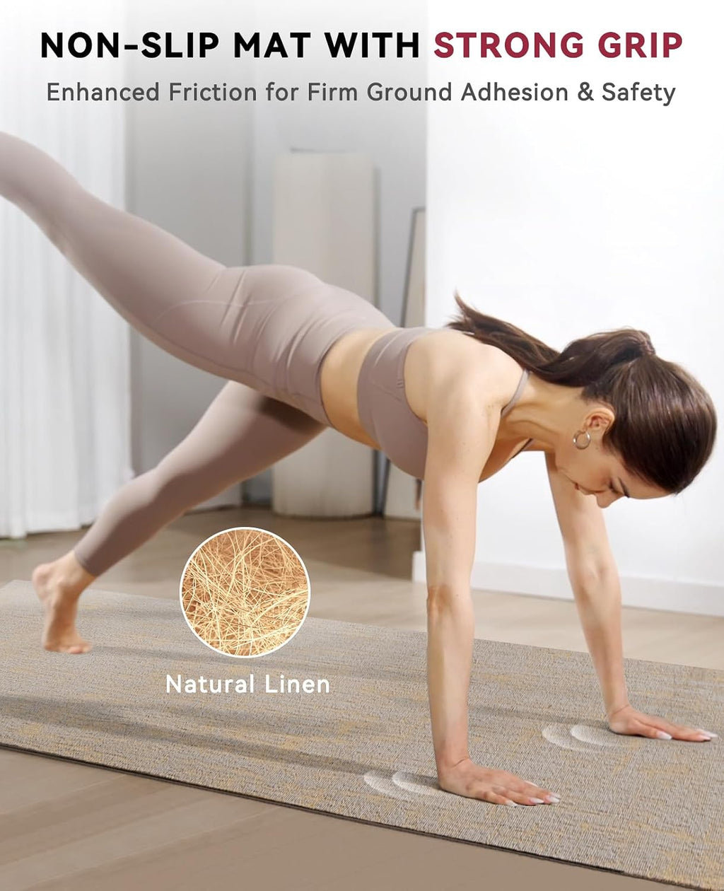 Large Linen Yoga Mat with Carry Bag