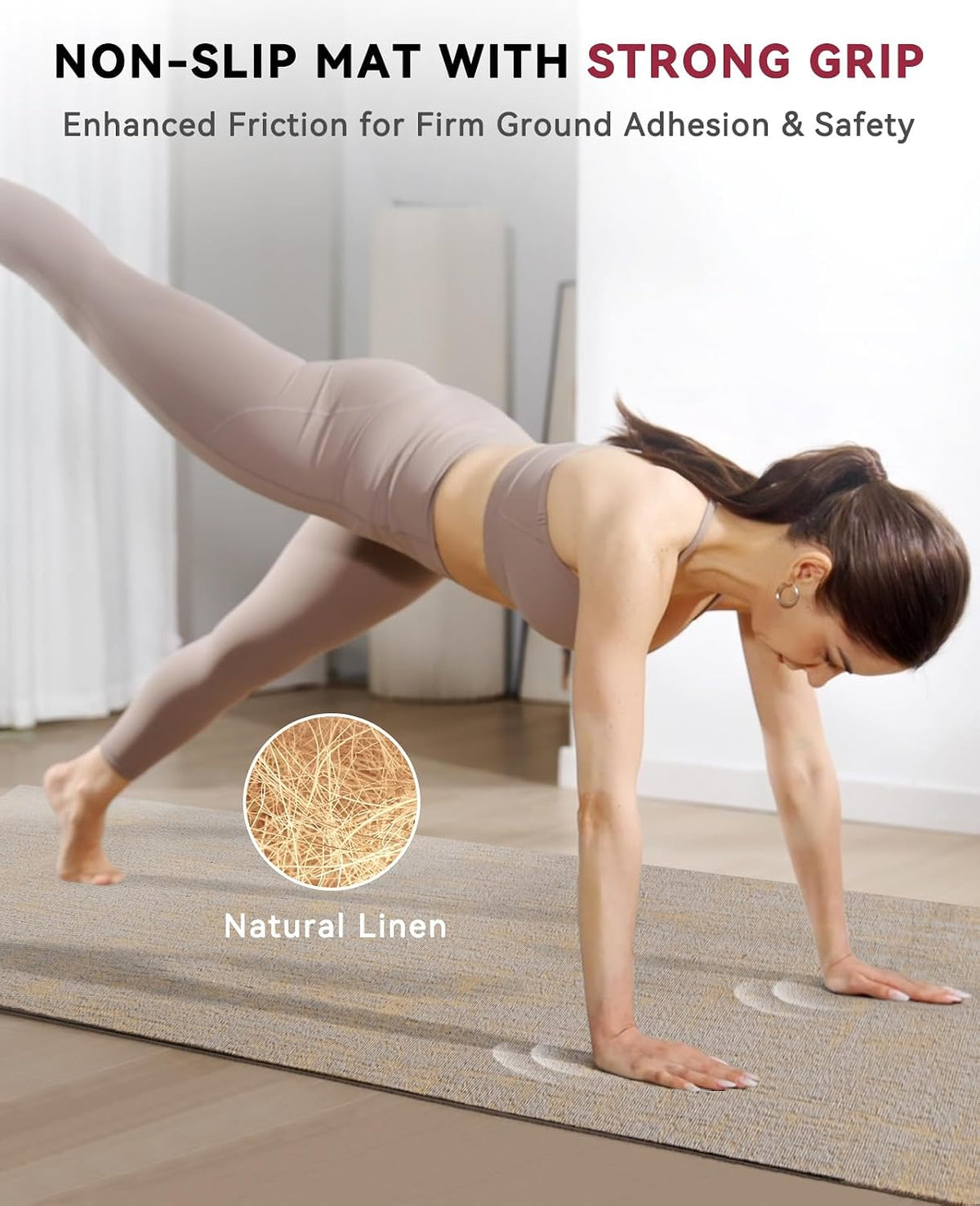 Large Linen Yoga Mat with Carry Bag