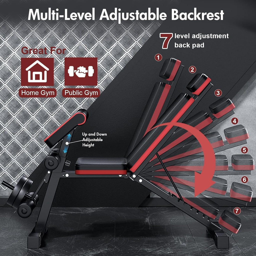 770LBS Foldable Adjustable Weight Bench with Leg Extension
