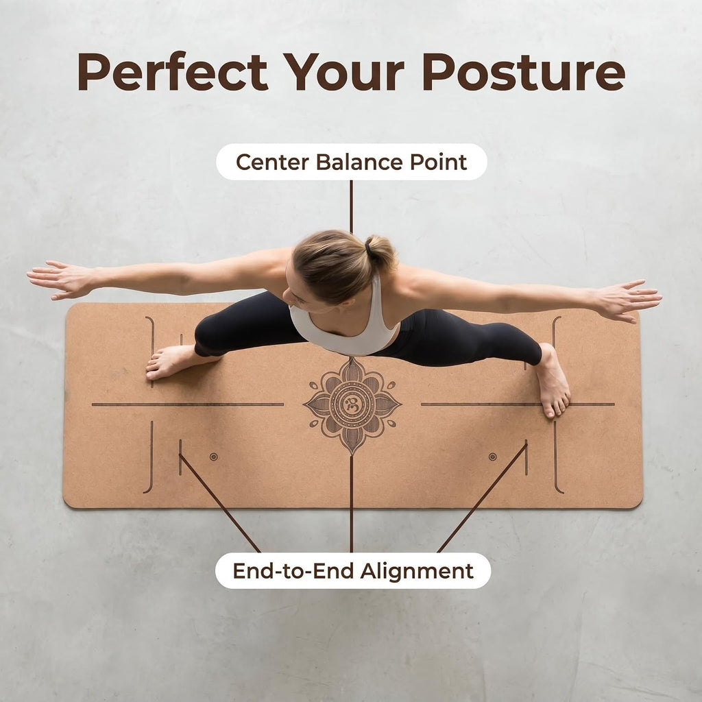 6mm Cork TPE Non-Slip Yoga Mat 72x24"