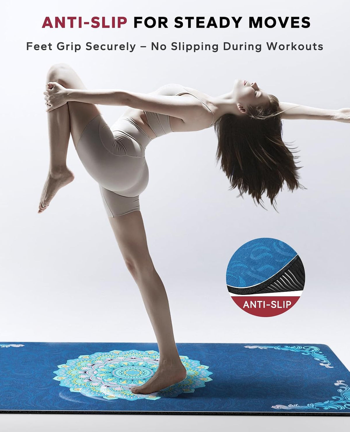 Large Dual Color PVC Yoga Mat with Mesh Bag