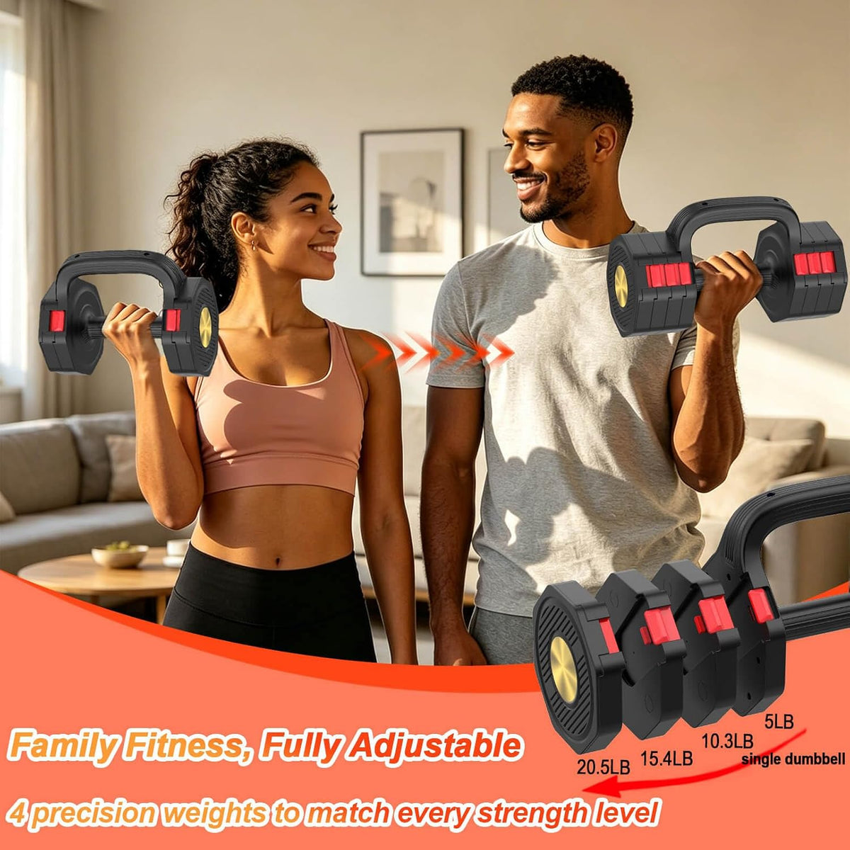 5-20.5LB 2-in-1 Adjustable Dumbbell Set