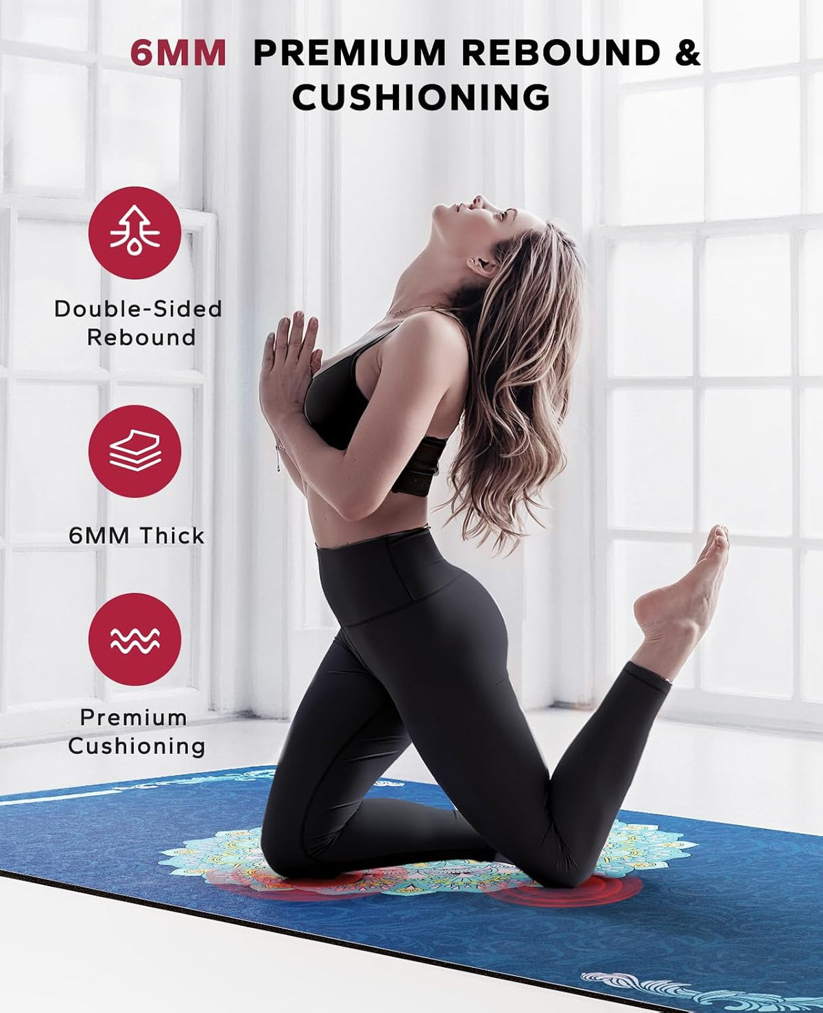 Large Dual Color PVC Yoga Mat with Mesh Bag