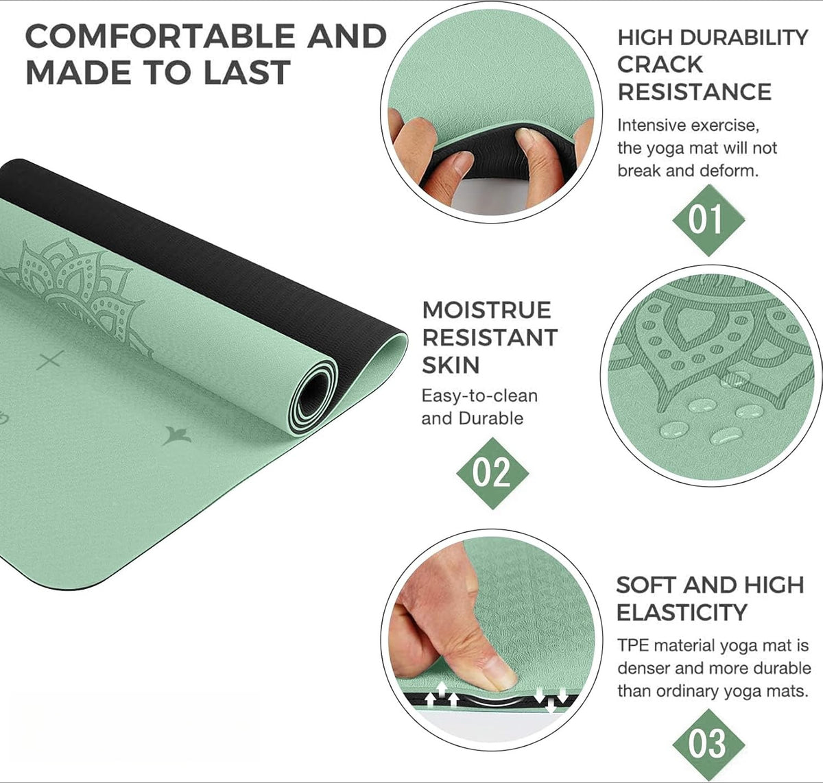 Non Slip TPE Wide Yoga Mat with Alignment Mark