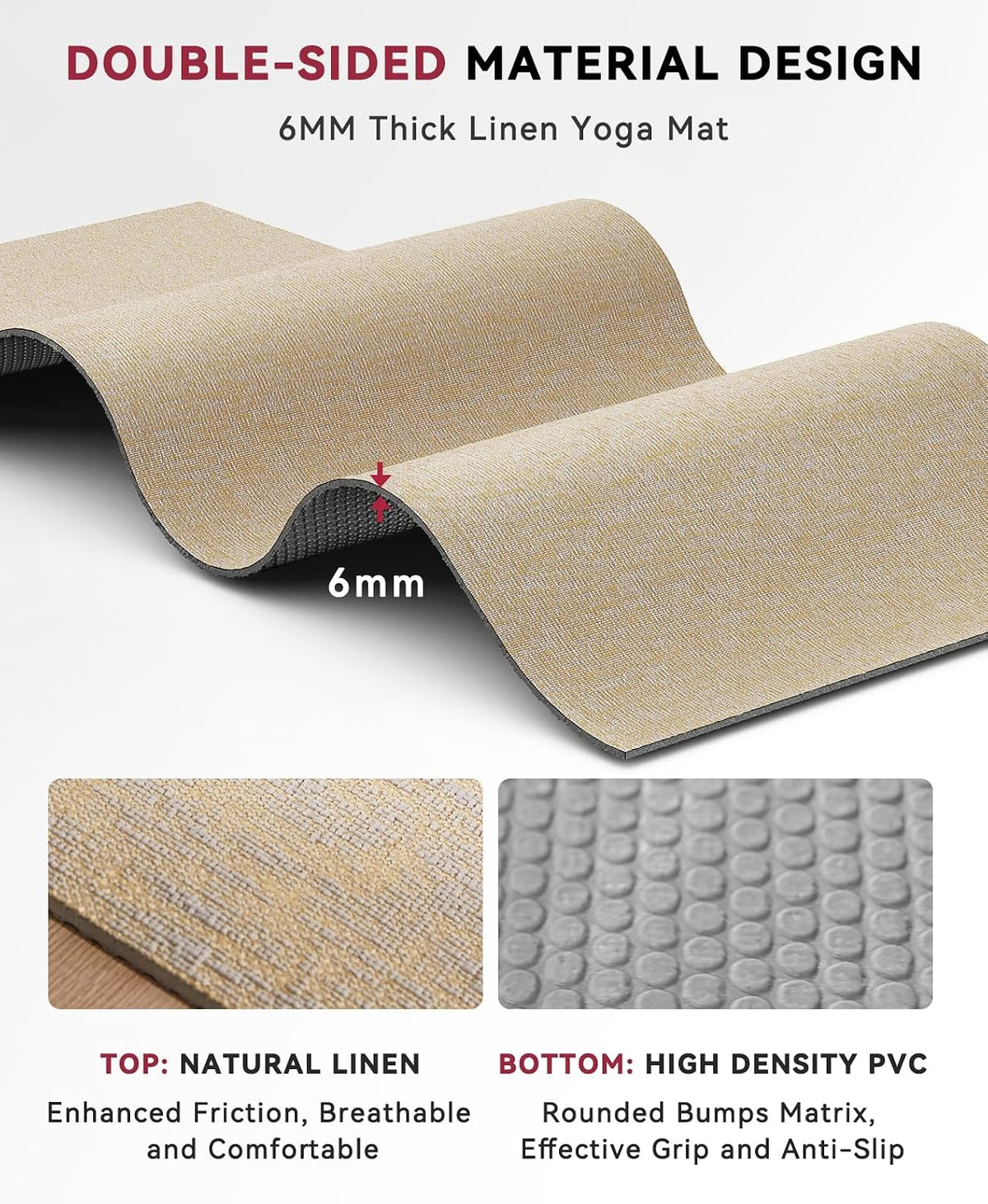 Large Linen Yoga Mat with Carry Bag