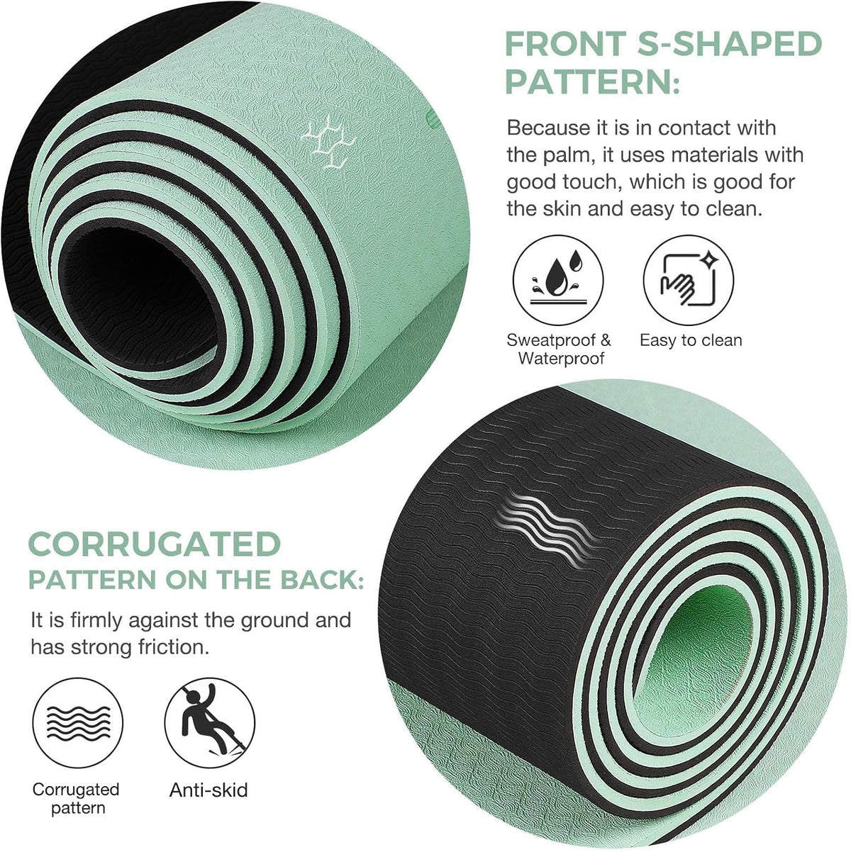 Non Slip TPE Wide Yoga Mat with Alignment Mark