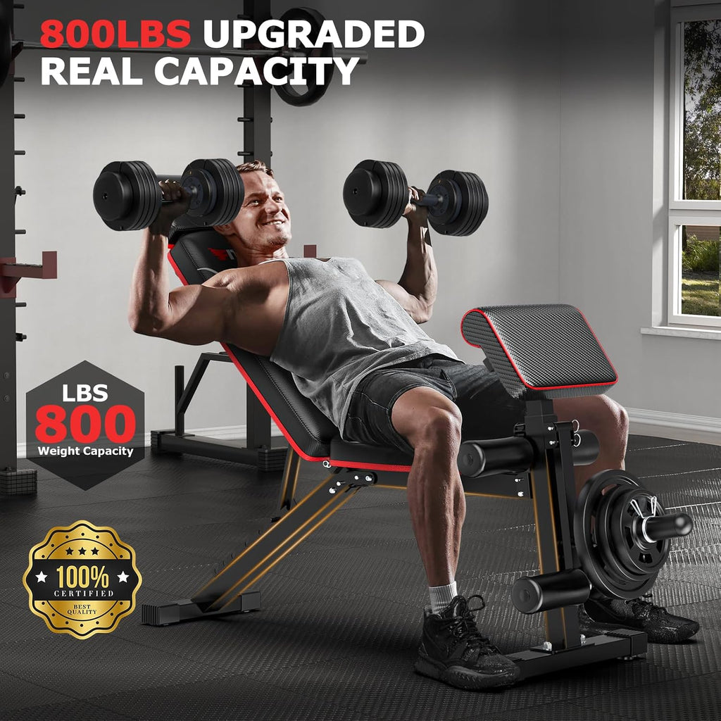 Foldable Bench with Leg Extension Preacher Pad