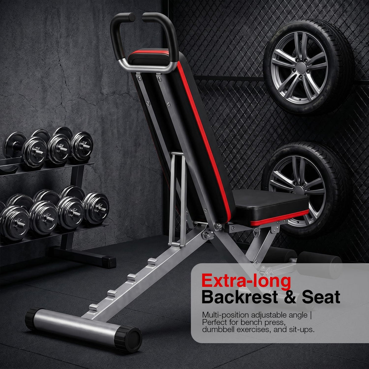 Foldable Hyperextension Bench with Training Guide