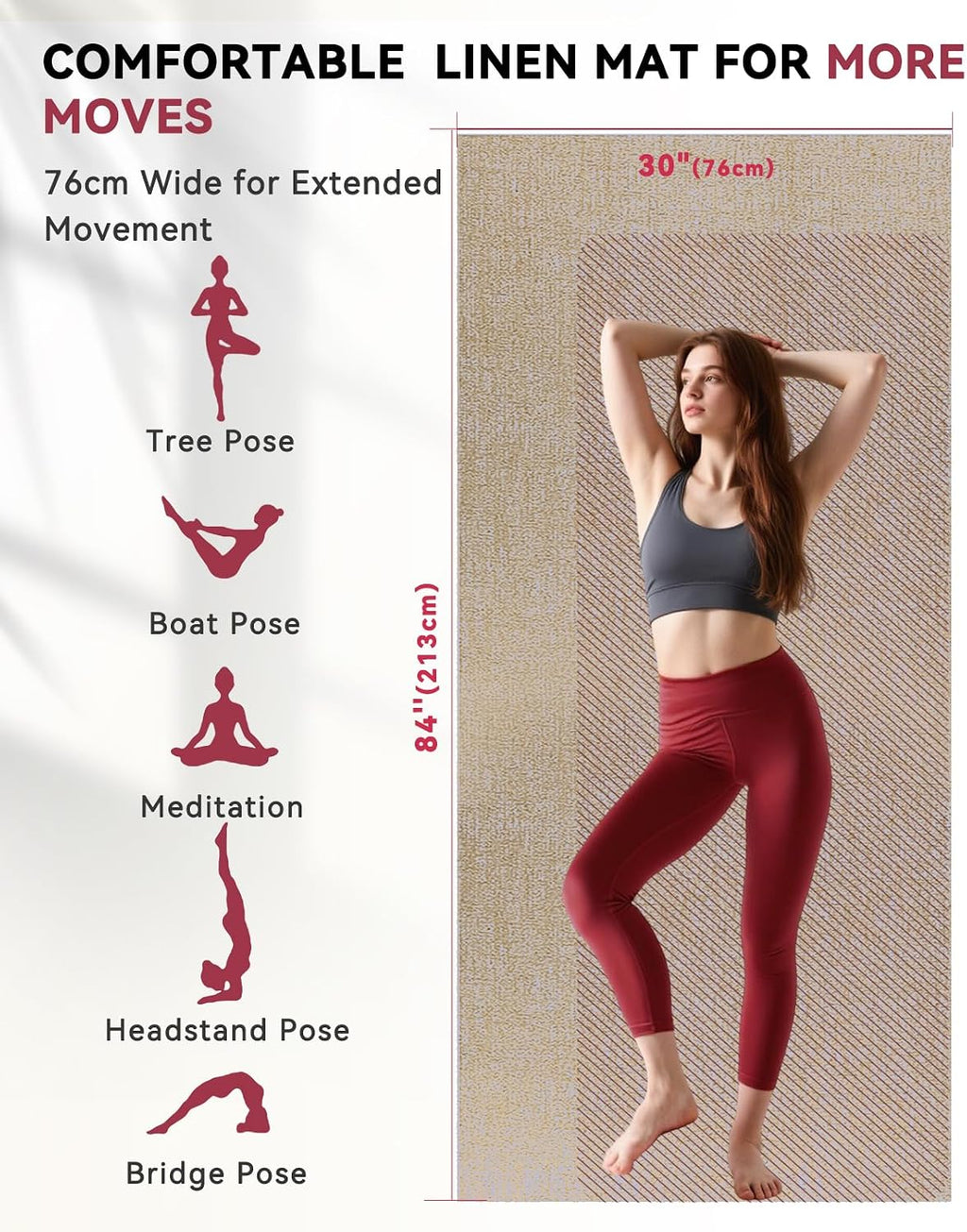 Large Linen Yoga Mat with Carry Bag