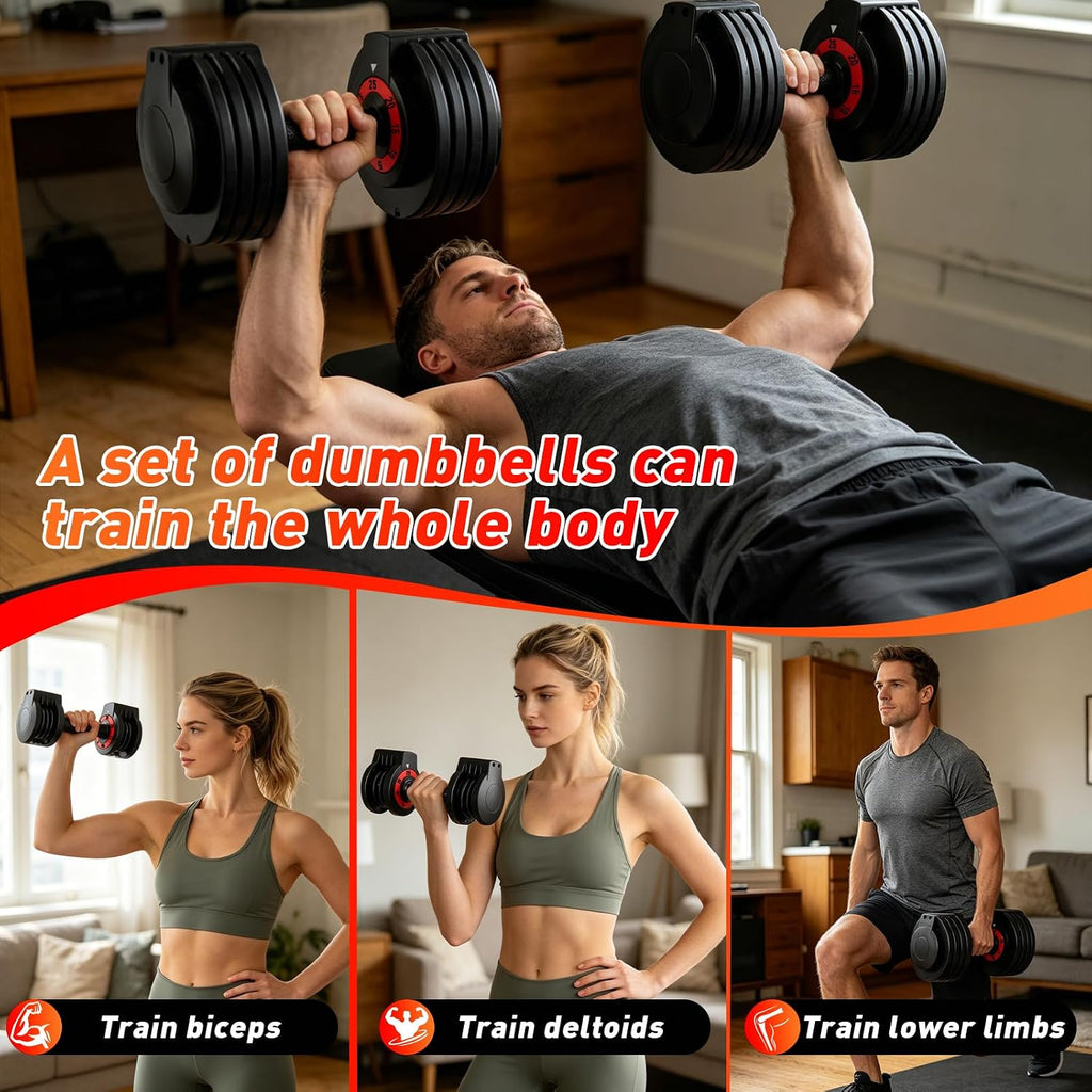 25/50LB 5-in-1 Adjustable Dumbbell Set of 2