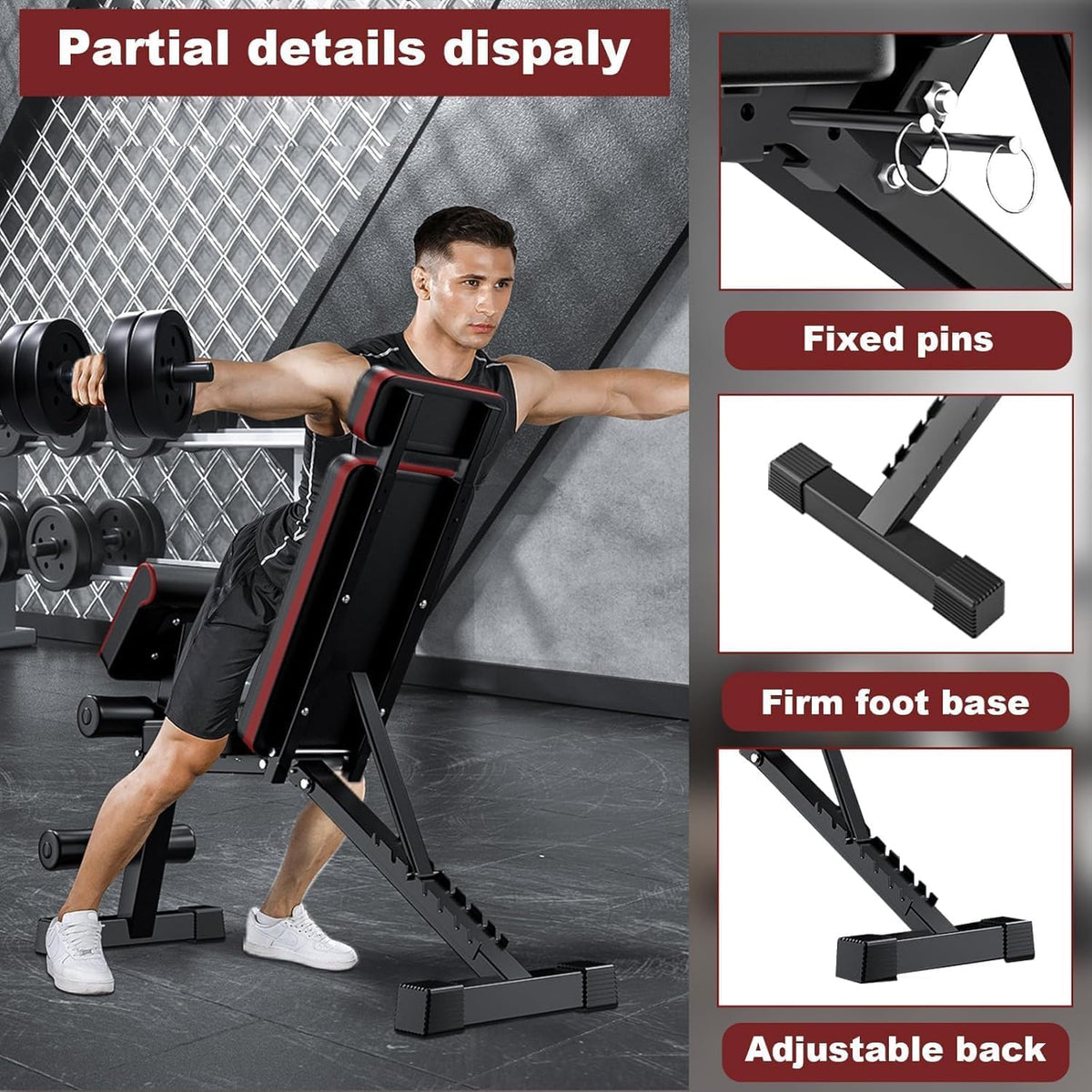 770LBS Foldable Adjustable Weight Bench with Leg Extension