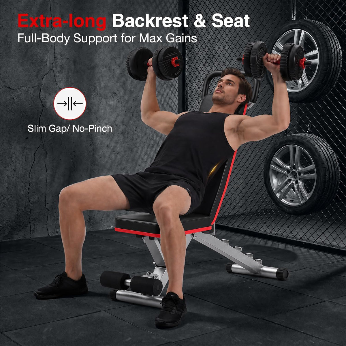Foldable Hyperextension Bench with Training Guide