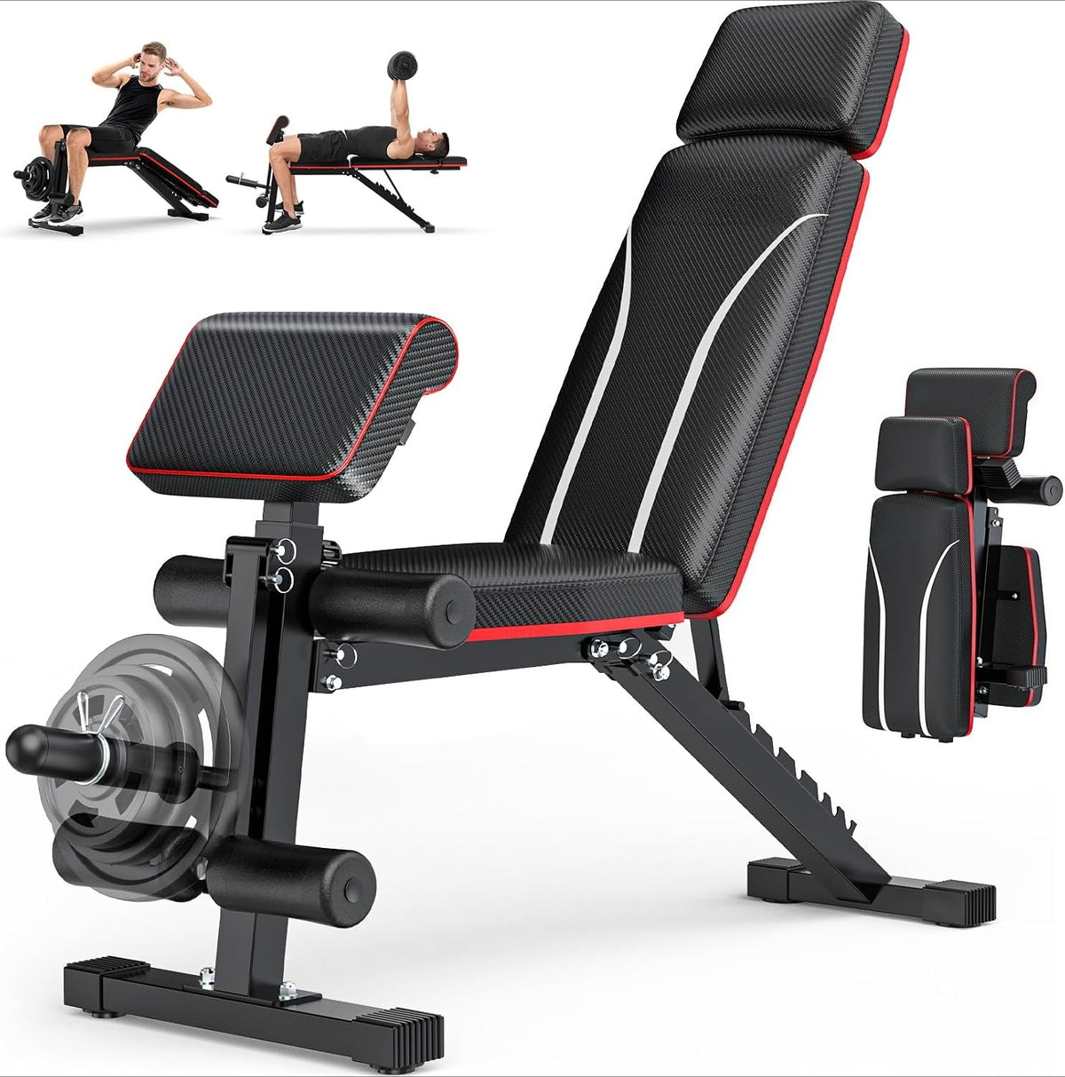 Foldable Bench with Leg Extension Preacher Pad
