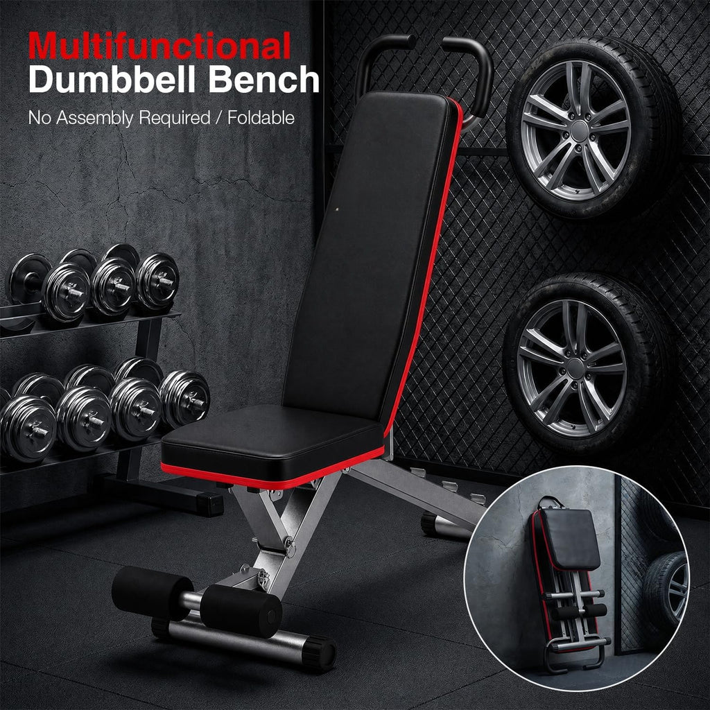 Foldable Hyperextension Bench with Training Guide