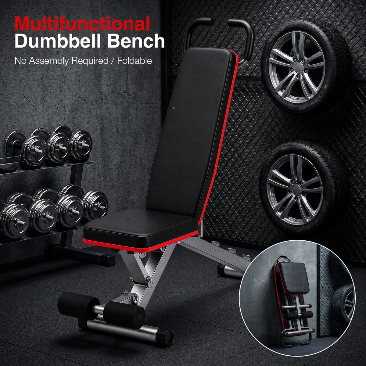 Foldable Hyperextension Bench with Training Guide