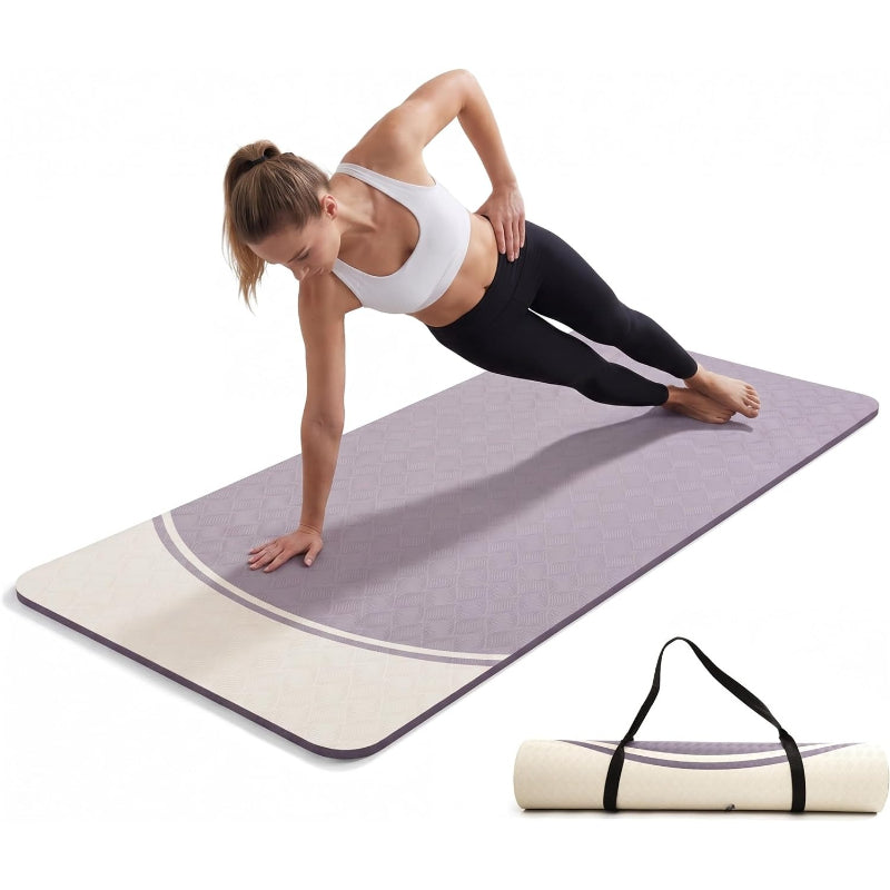 10mm Extra Wide Non-Slip Yoga Mat with Strap
