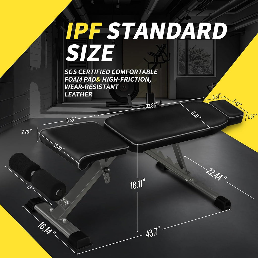 1000LB Yellow Fast Folding Adjustable Weight Bench