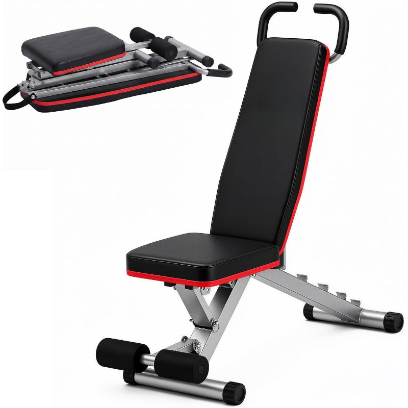 Foldable Hyperextension Bench with Training Guide
