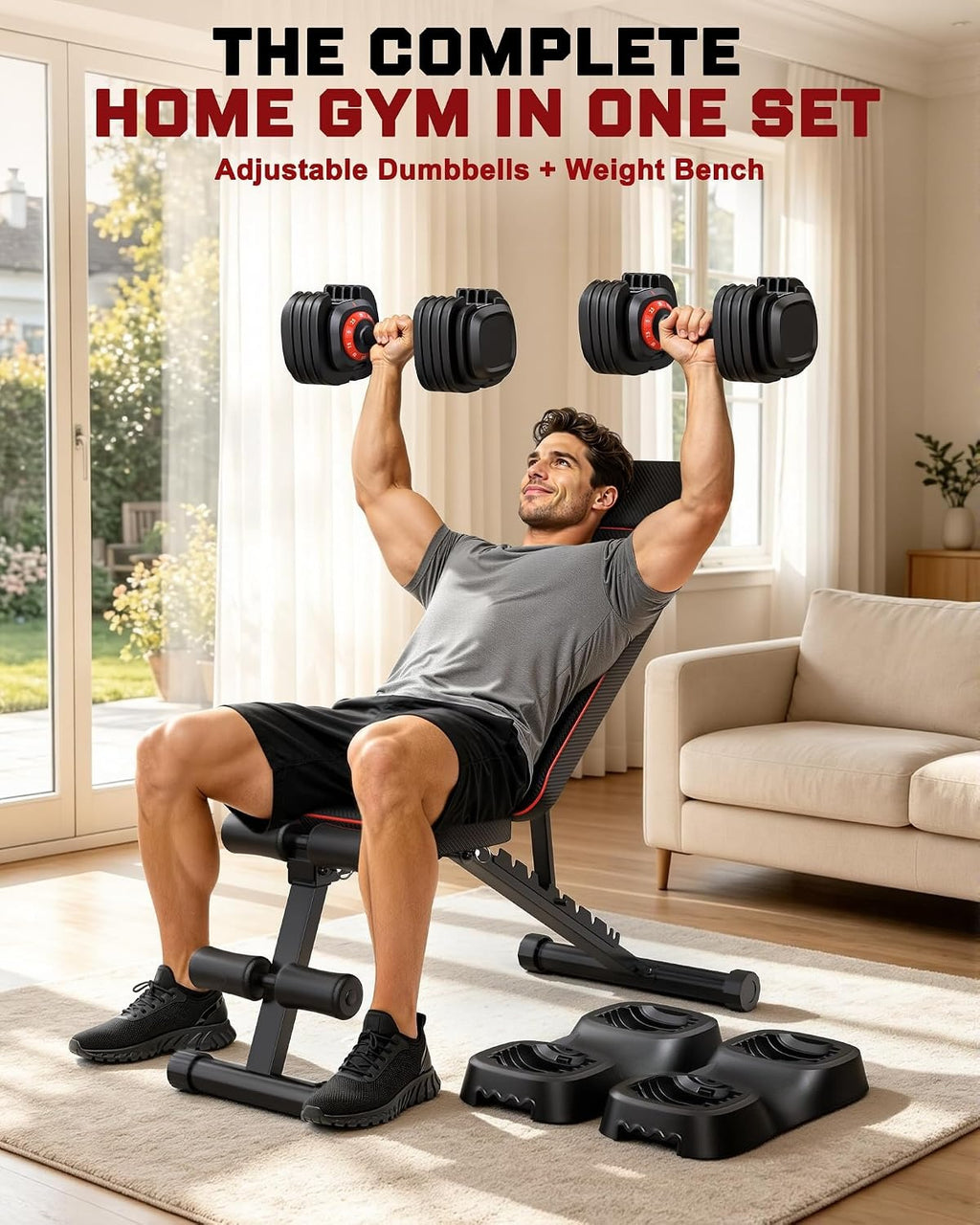 Adjustable Dumbbell Set with Bench