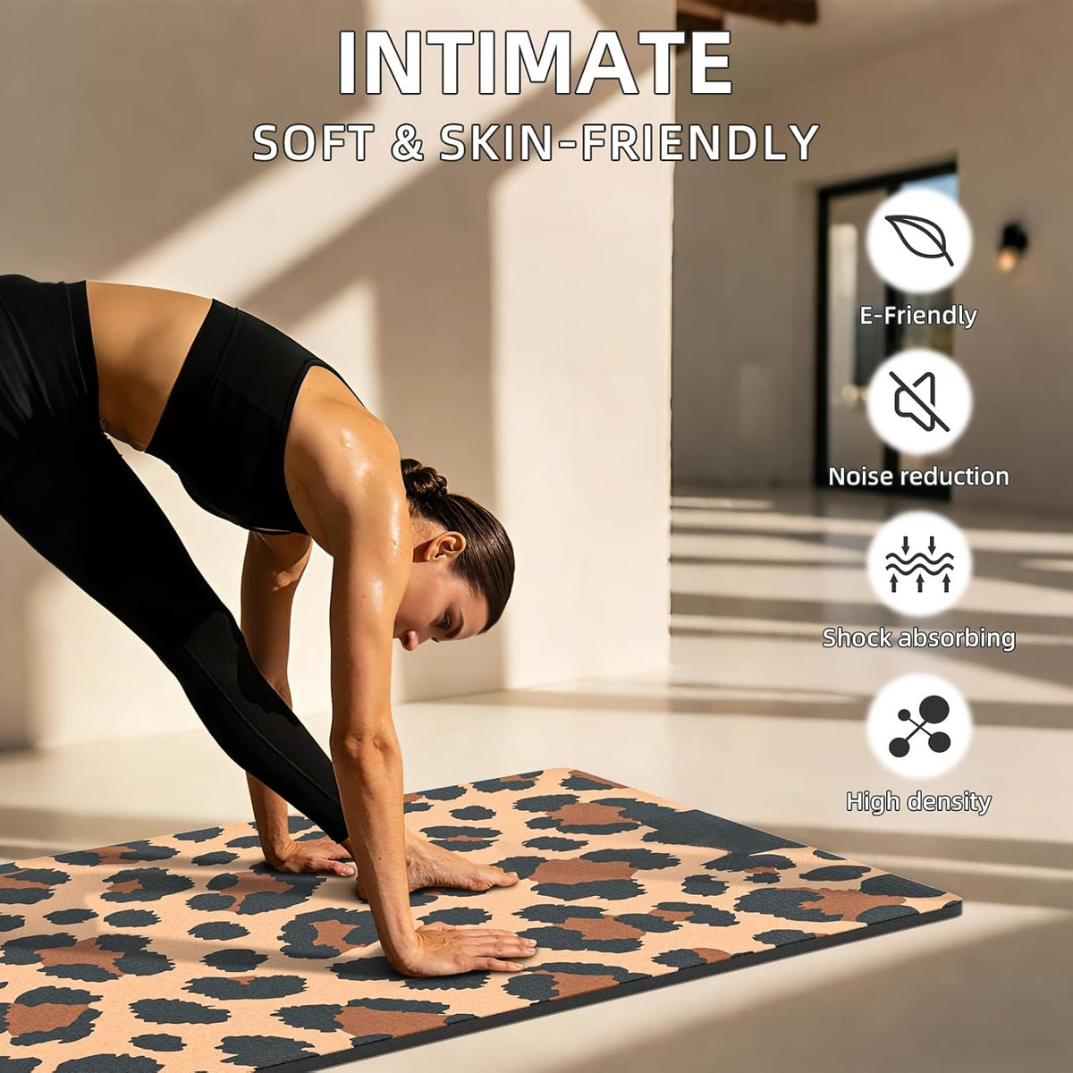 8mm Leopard Print Suede TPE Yoga Mat