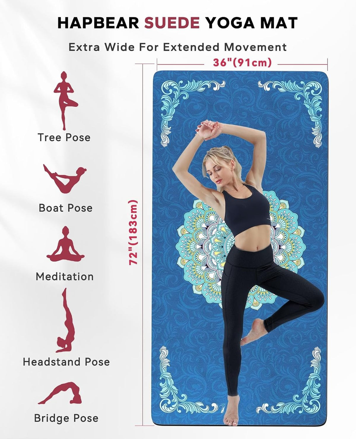 Large Dual Color PVC Yoga Mat with Mesh Bag